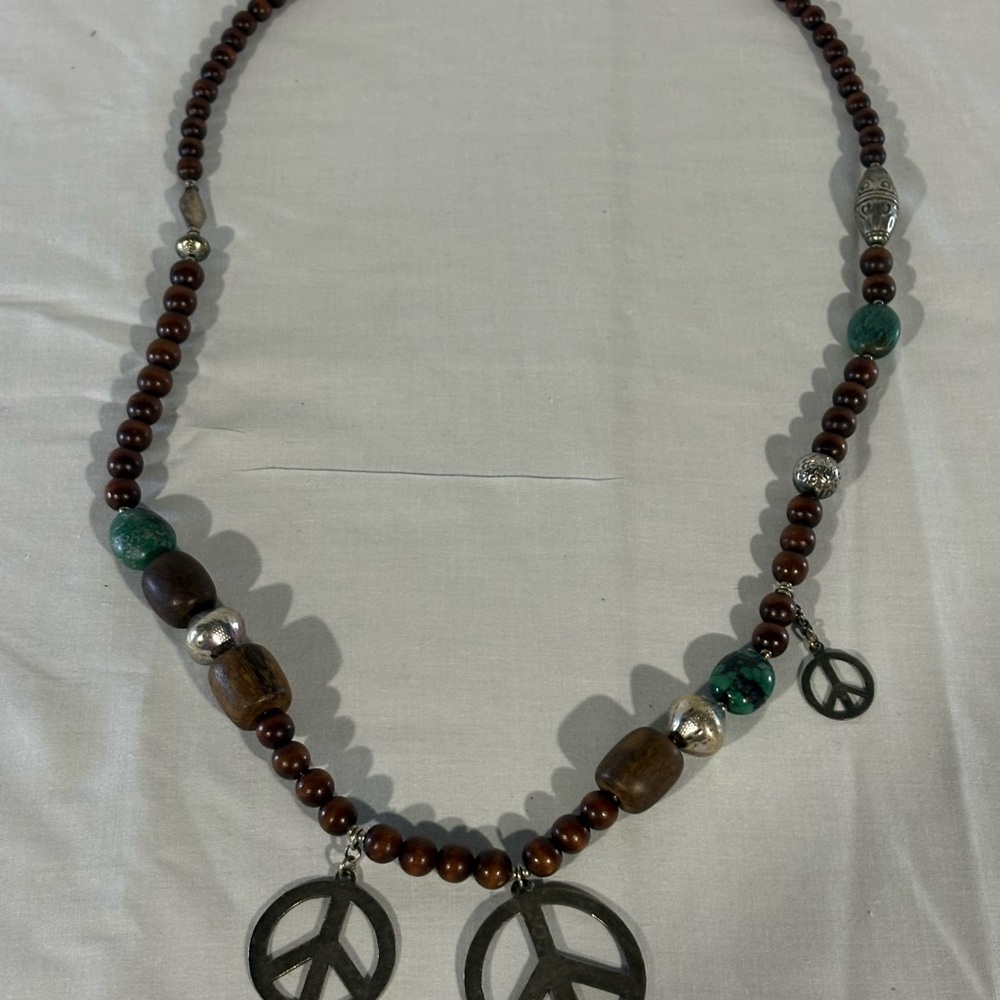 Brown Beaded Peace Necklace